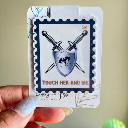 Touch Her and Die Stamp Magnetic Bookmark