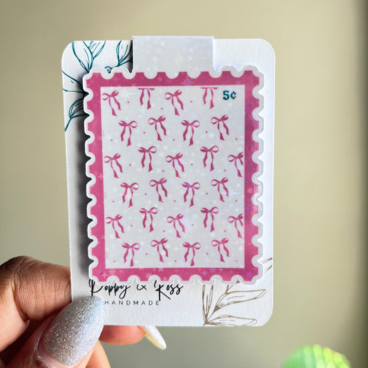 Bows Coquette Stamp Magnetic Bookmark