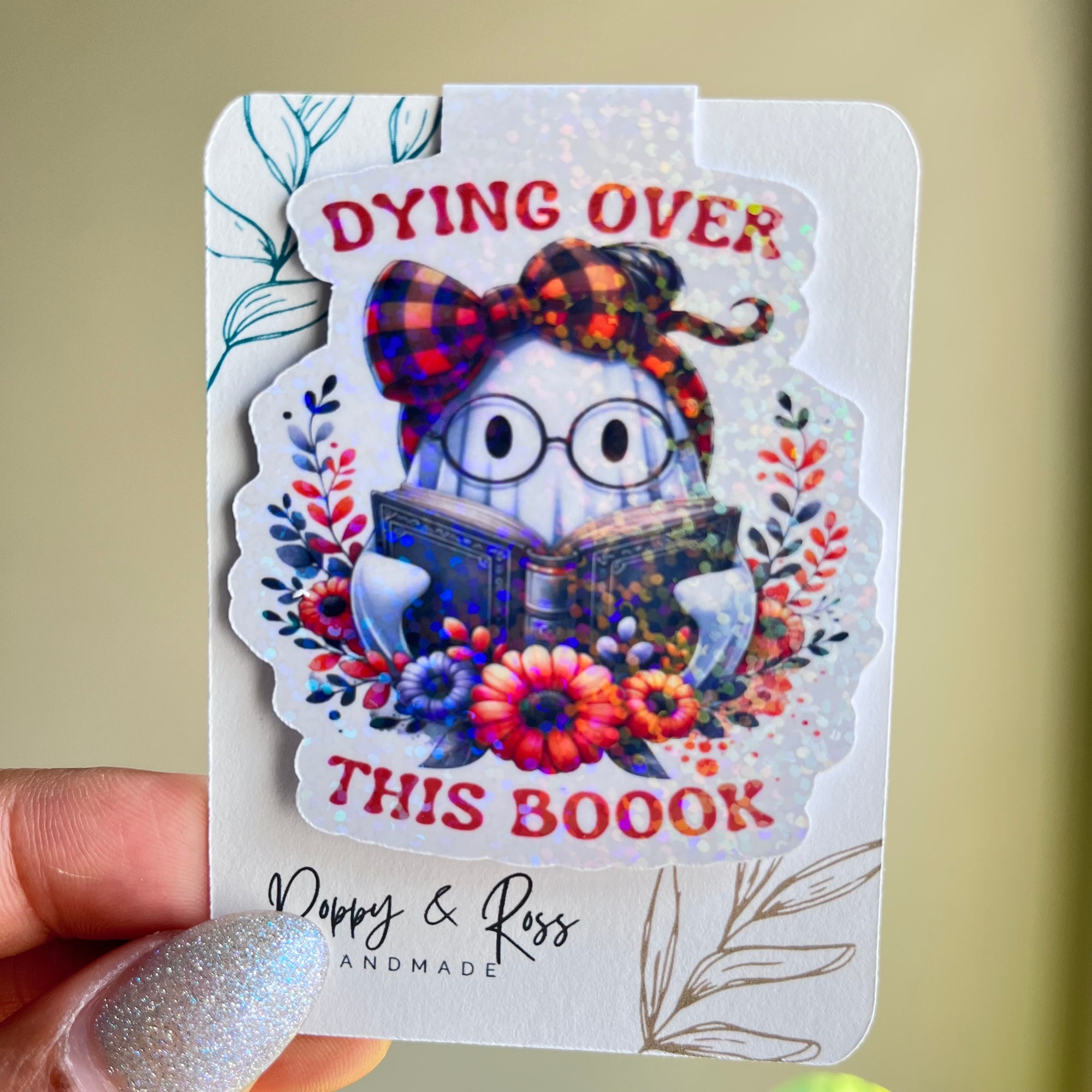 Dying Over This Book Ghostie Double Sided Magnetic Bookmark