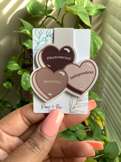 Melanated Convo Hearts Magnetic Bookmark (Clearnace)