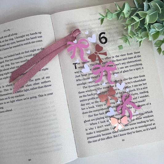 Acrylic Bow Bookmark (Coquette, Girly, Cutesy)