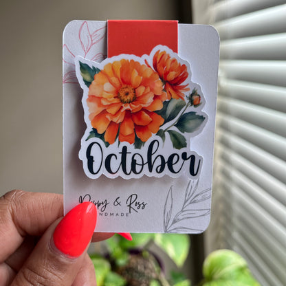 Flower of the Month - October Magnetic Bookmark - Limited Time