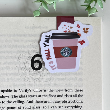 It's Fall Yall Coffee Cup Magnetic Bookmark - Limited Time