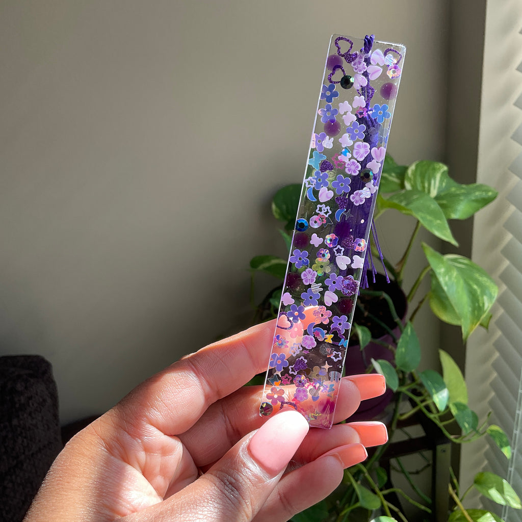 Purple Glitter Bomb Resin Bookmark | Bookish Accessories