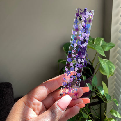 Purple Glitter Bomb Resin Bookmark