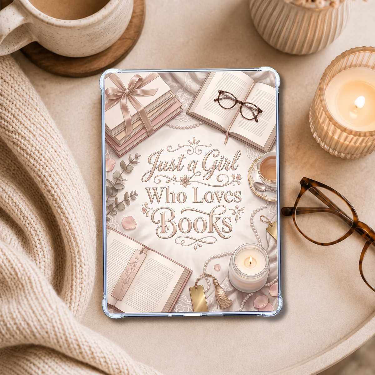 Just a Girl Who Loves Books Kindle Insert | Clear Case eReader Decor