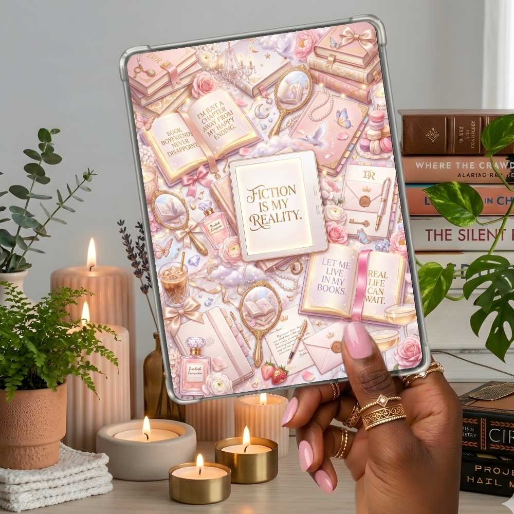 Princess Reader Kindle insert second lifestyle view in a clear eReader case
