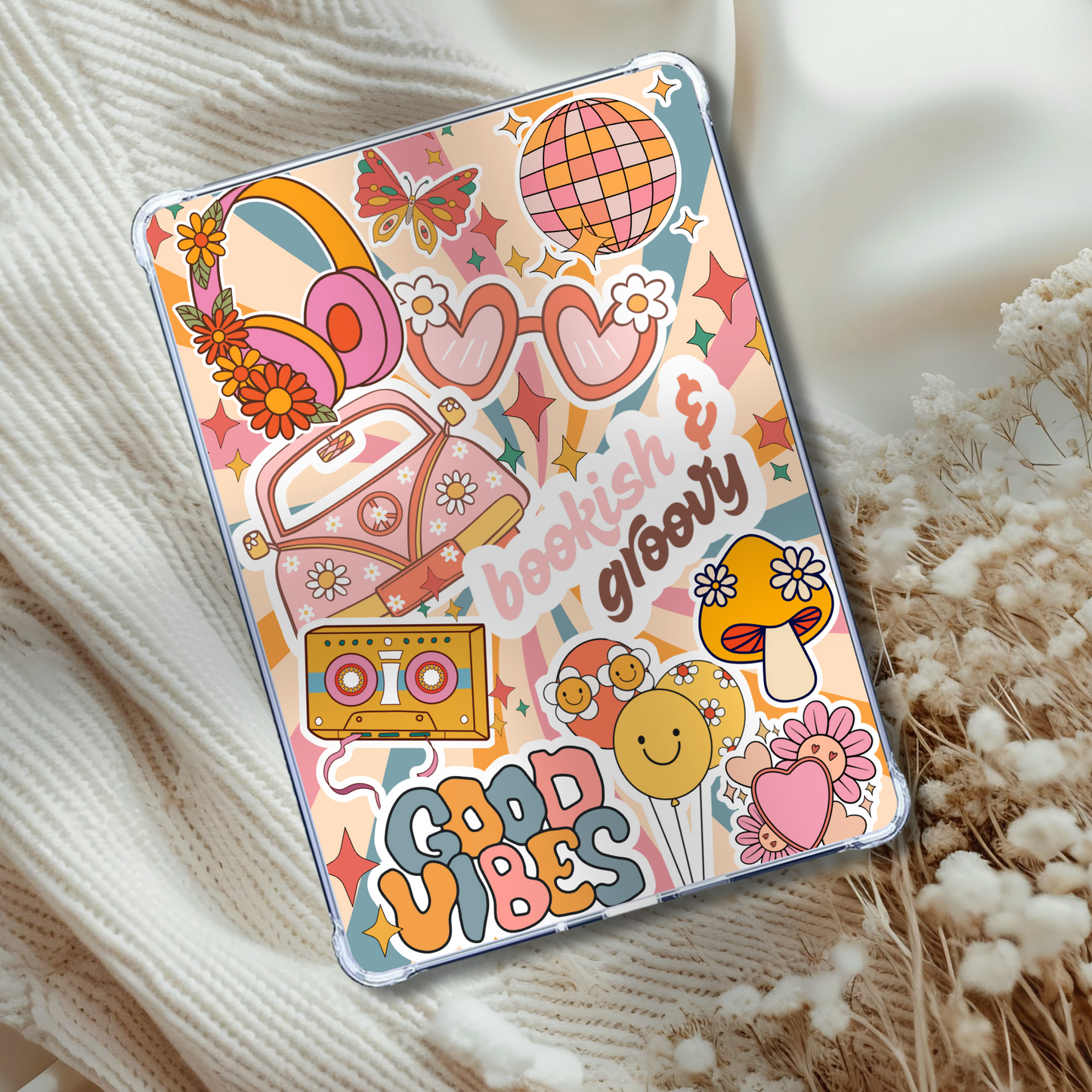 Reto 70's Groovy Reader Kindle Insert for Clear Case | Bookish Accessories