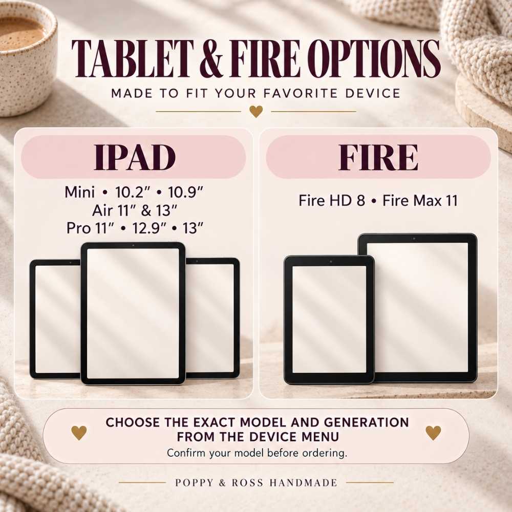 iPad and Amazon Fire case insert fit guide