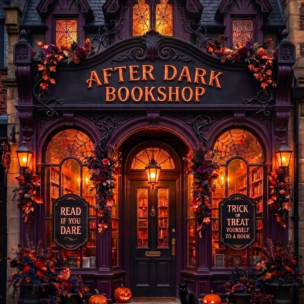 Close-up detail of Afterdark Bookshop Kindle insert artwork