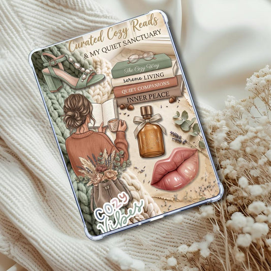 Natural Color Cozy Vibes Brown Hair Girl Reader: Kindle or eReader Decor for Book Lovers