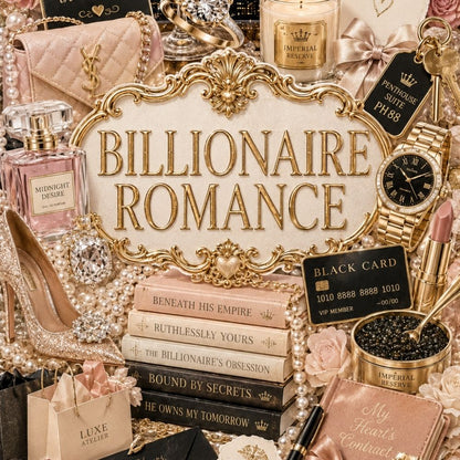 Close-up detail of Billionaire Romance Collage Kindle insert artwork