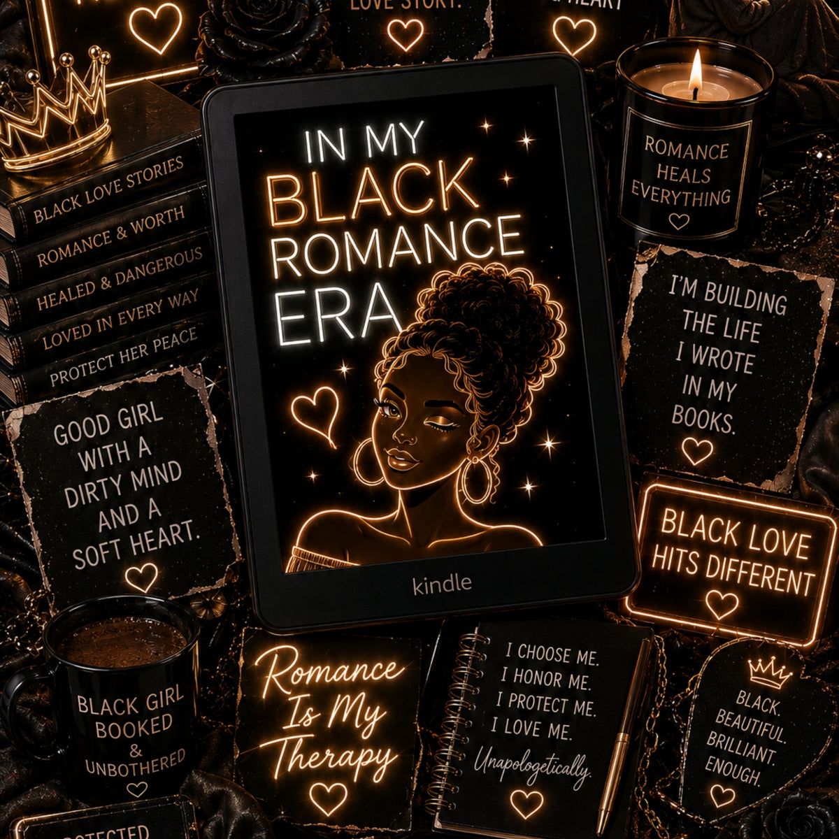 Black Romance Neon Lights artwork close-up