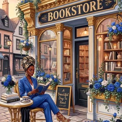 Blue Metro Reader Melanin artwork close-up