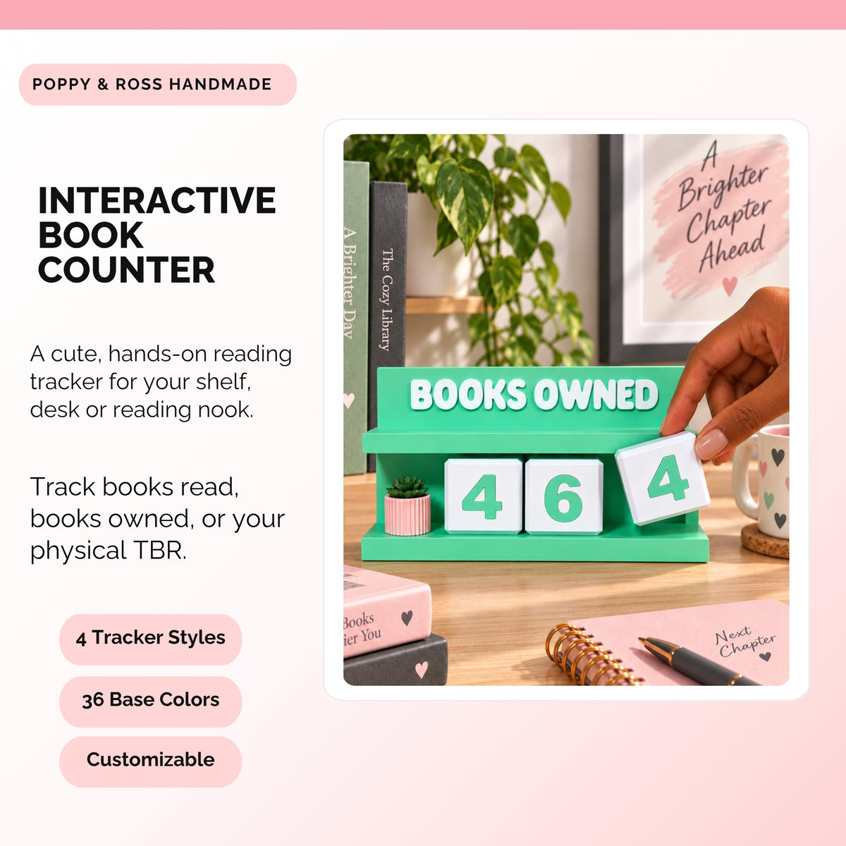 Interactive book counter and reading tracker for books read, books owned, or physical TBR