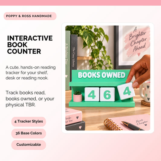 Interactive book counter and reading tracker for books read, books owned, or physical TBR