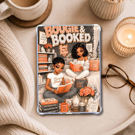 Booked and Bougie Urban Black Girl shown on an eReader in a styled setting