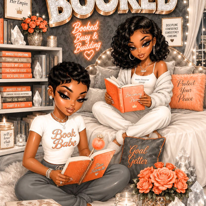 Booked and Bougie Urban Black Girl artwork close-up