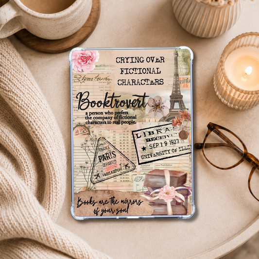 Booktrovert Parisian Cottage Core Sticker Look shown on an eReader in a styled setting