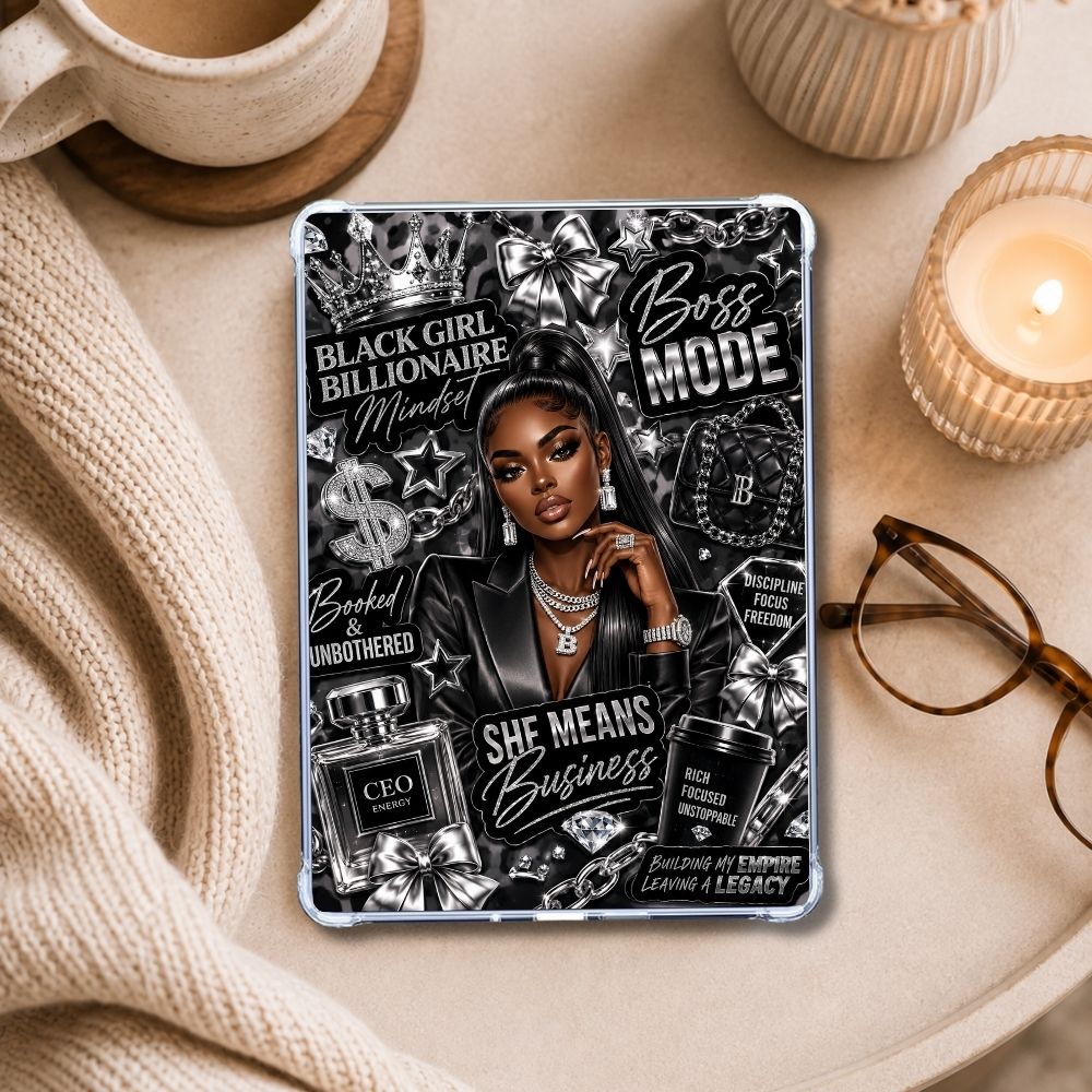 Boss Mode Kindle insert styled in a clear eReader case