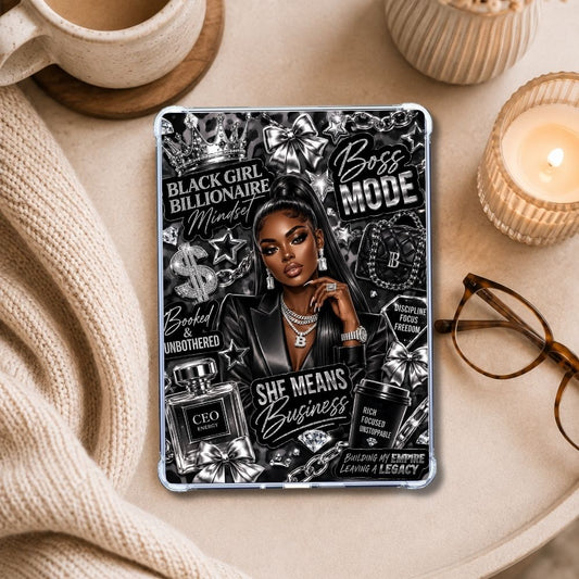 Boss Mode Kindle insert styled in a clear eReader case