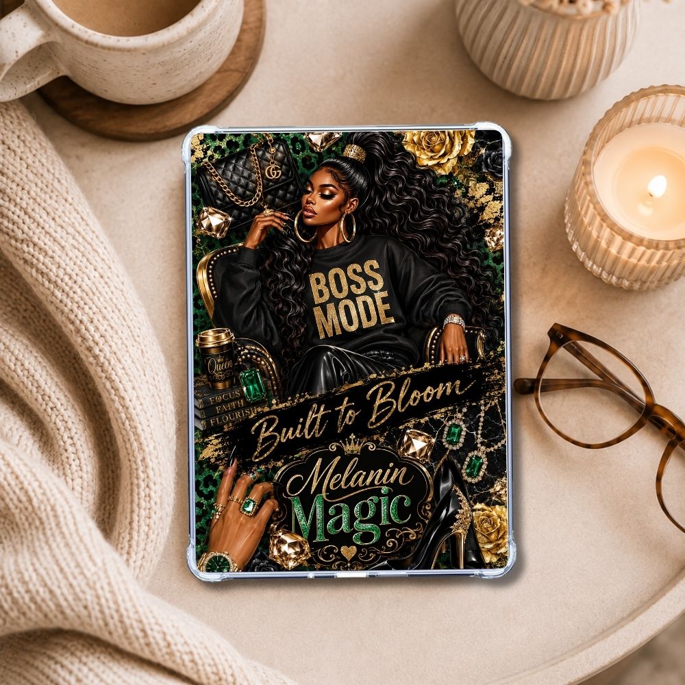 Built to Bloom Kindle insert styled in a clear eReader case