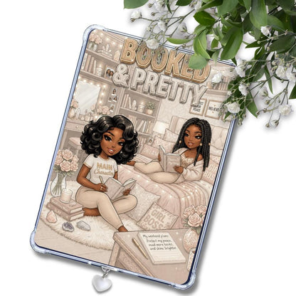 Tan and White Booked & Pretty Black Girl: Kindle or eReader Decor for Book Lovers
