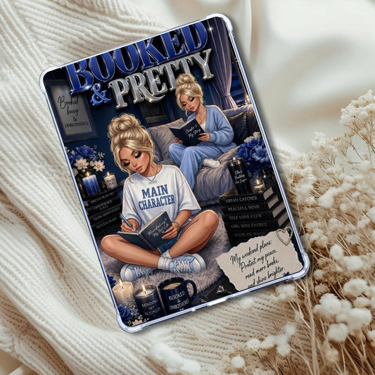 Royal Blue Reader Caucasian Girl: Kindle or eReader Decor for Book Lovers