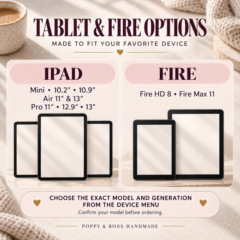 iPad and Amazon Fire case insert fit guide