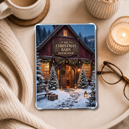 Christmas Barn Kindle insert styled in a clear eReader case