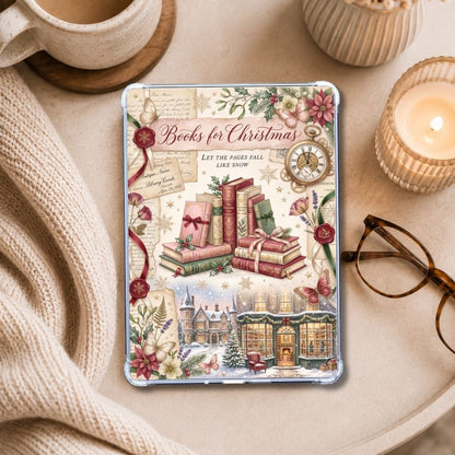 Christmas Scrapbook Kindle insert styled in a clear eReader case