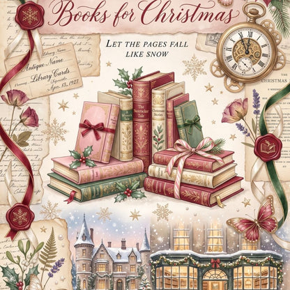 Close-up detail of Christmas Scrapbook Kindle insert artwork