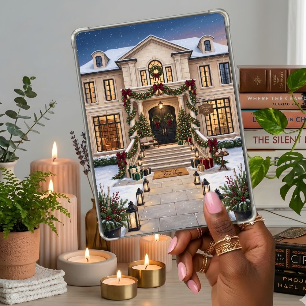 Come in Get Cozy Kindle insert second lifestyle view in a clear eReader case