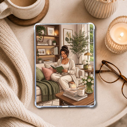 Comfy Living Green Kindle insert styled in a clear eReader case