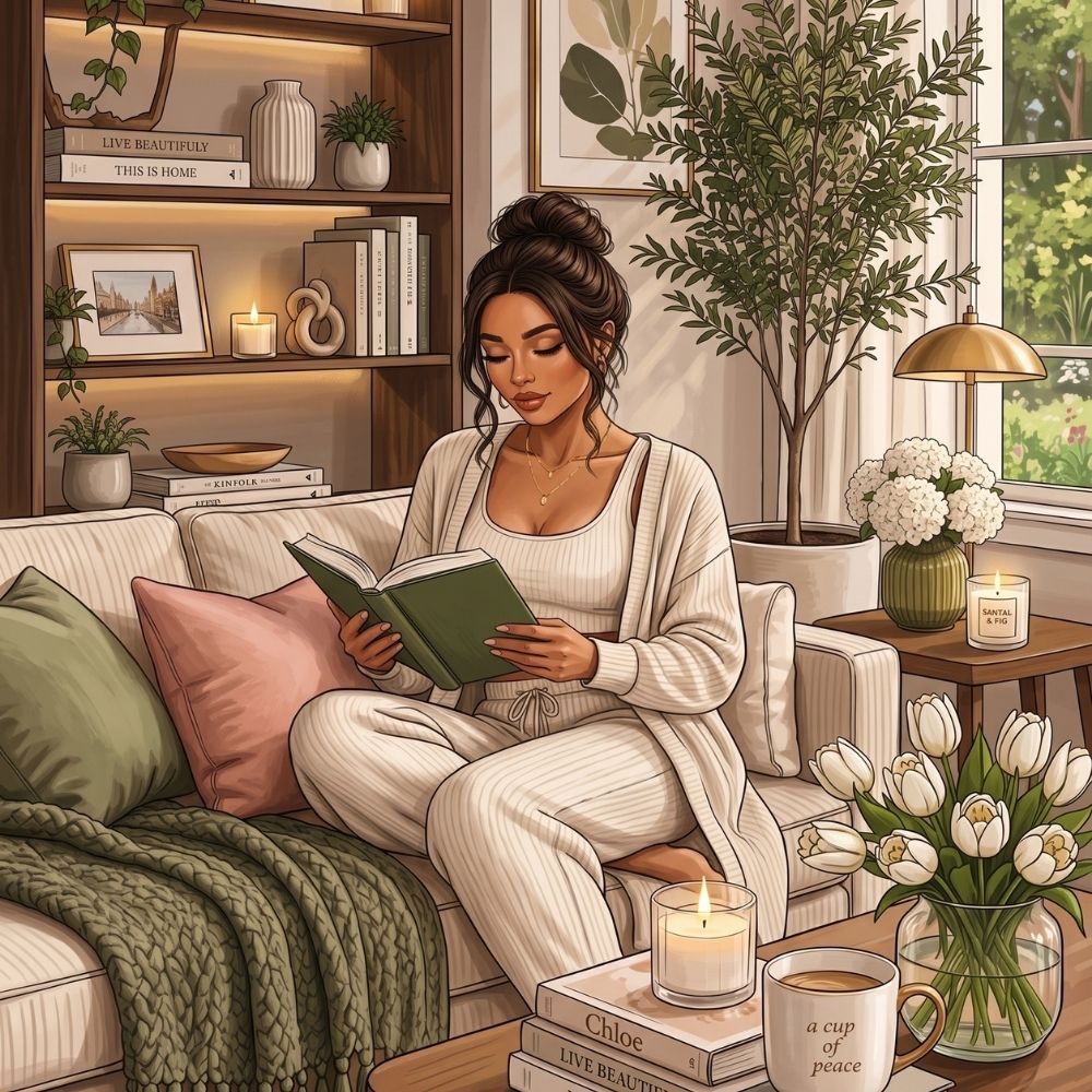 Close-up detail of Comfy Living Green Kindle insert artwork