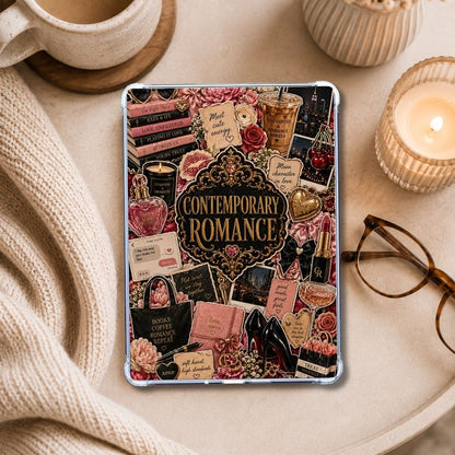 Contemporary Romance Collage Kindle insert styled in a clear eReader case