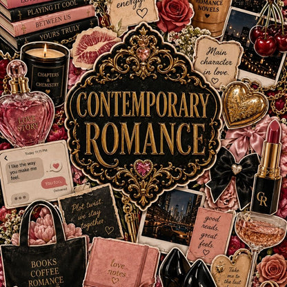 Close-up detail of Contemporary Romance Collage Kindle insert artwork