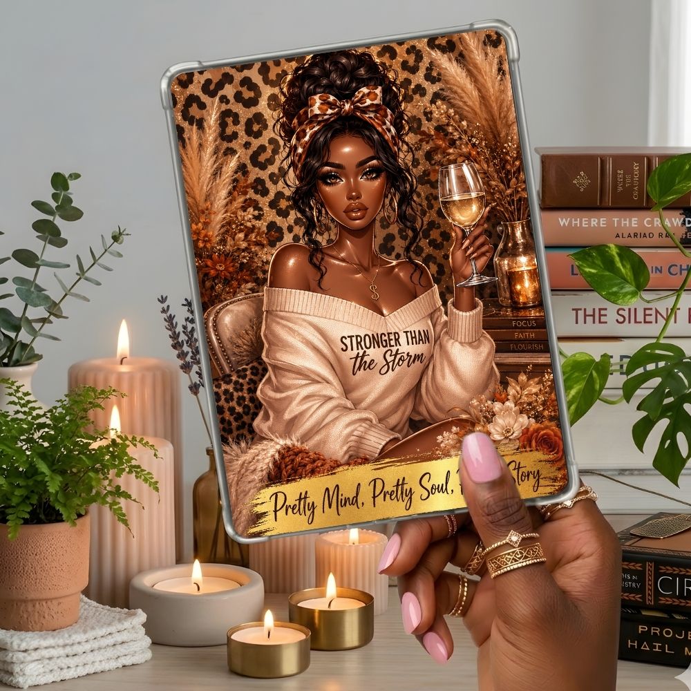 Copper Stronger than the Storm Kindle insert second lifestyle view in a clear eReader case