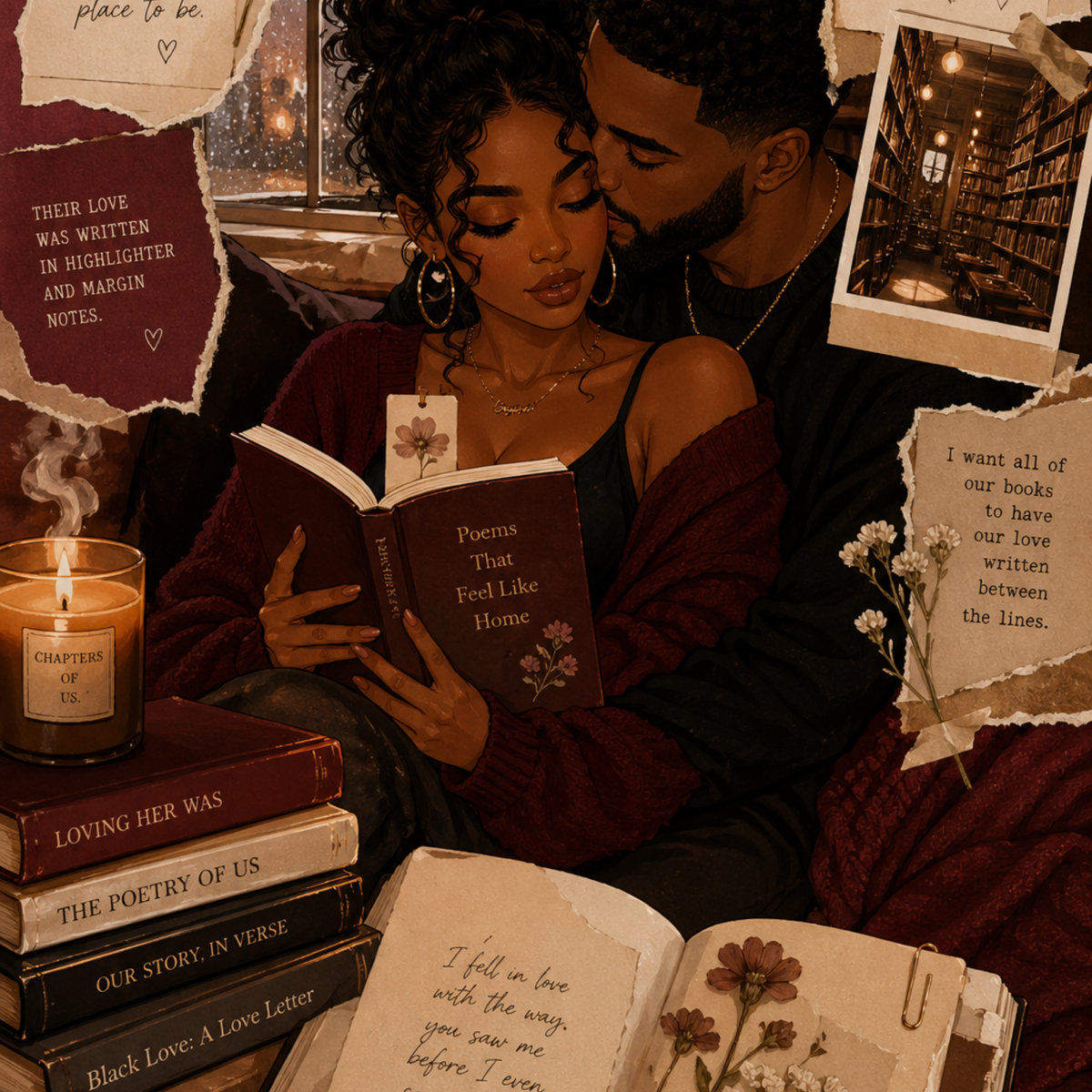 Couple in Love Black Couple artwork close-up