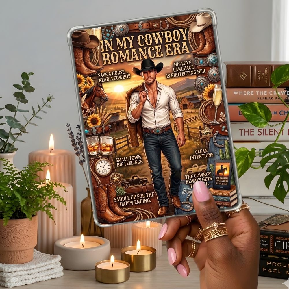Cowboy Era Kindle insert second lifestyle view in a clear eReader case