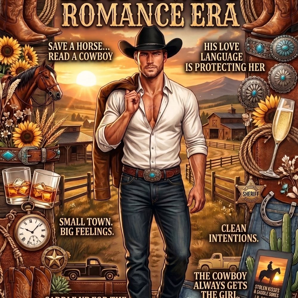 Close-up detail of Cowboy Era Kindle insert artwork