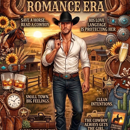 Close-up detail of Cowboy Era Kindle insert artwork