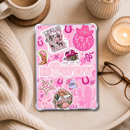 Cowboy Romance Howdy Sticker Look shown on an eReader in a styled setting