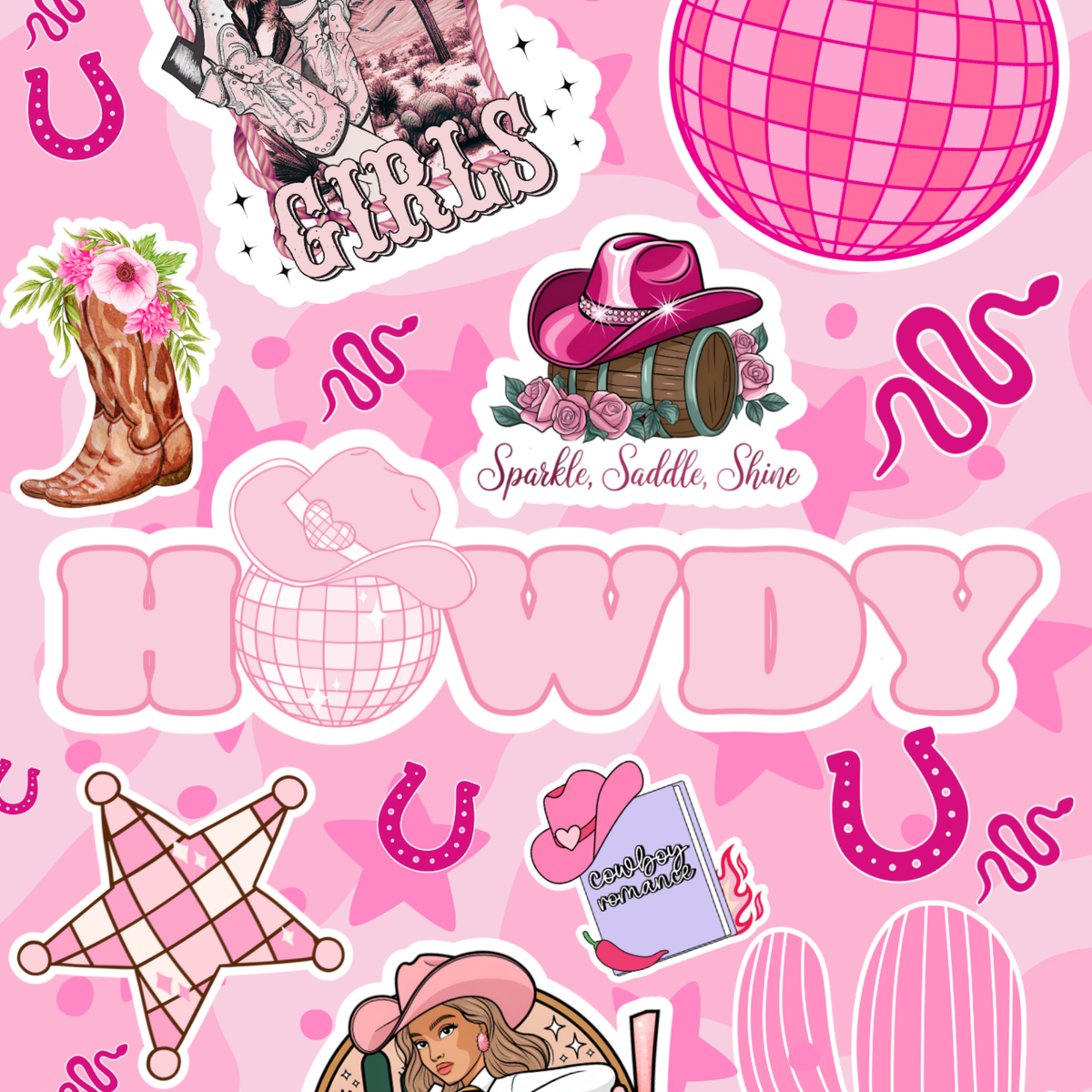 Cowboy Romance Howdy Sticker Look artwork close-up
