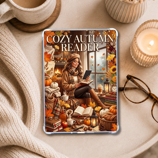 Cozy Autumn Reader shown on an eReader in a styled setting