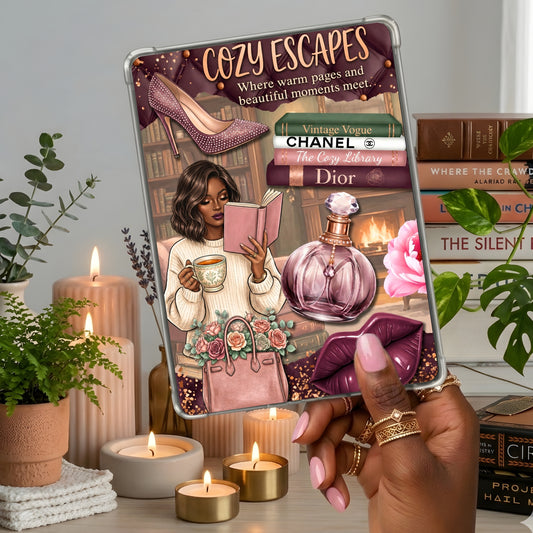 Cozy Escapes Black Girl shown on a handheld eReader