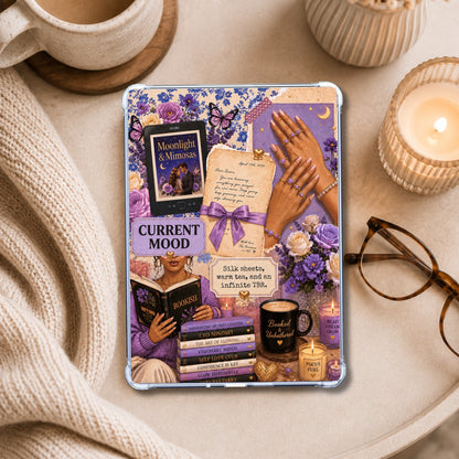 Purple Current Mood shown on an eReader in a styled setting