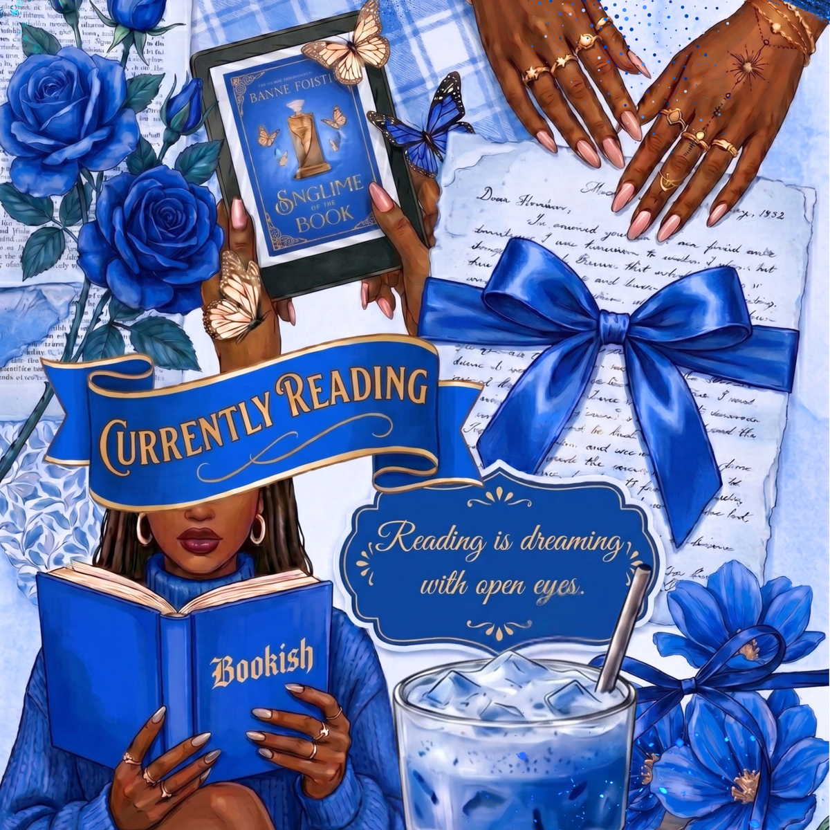 Currently Reading Blue Melanin Girl artwork close-up