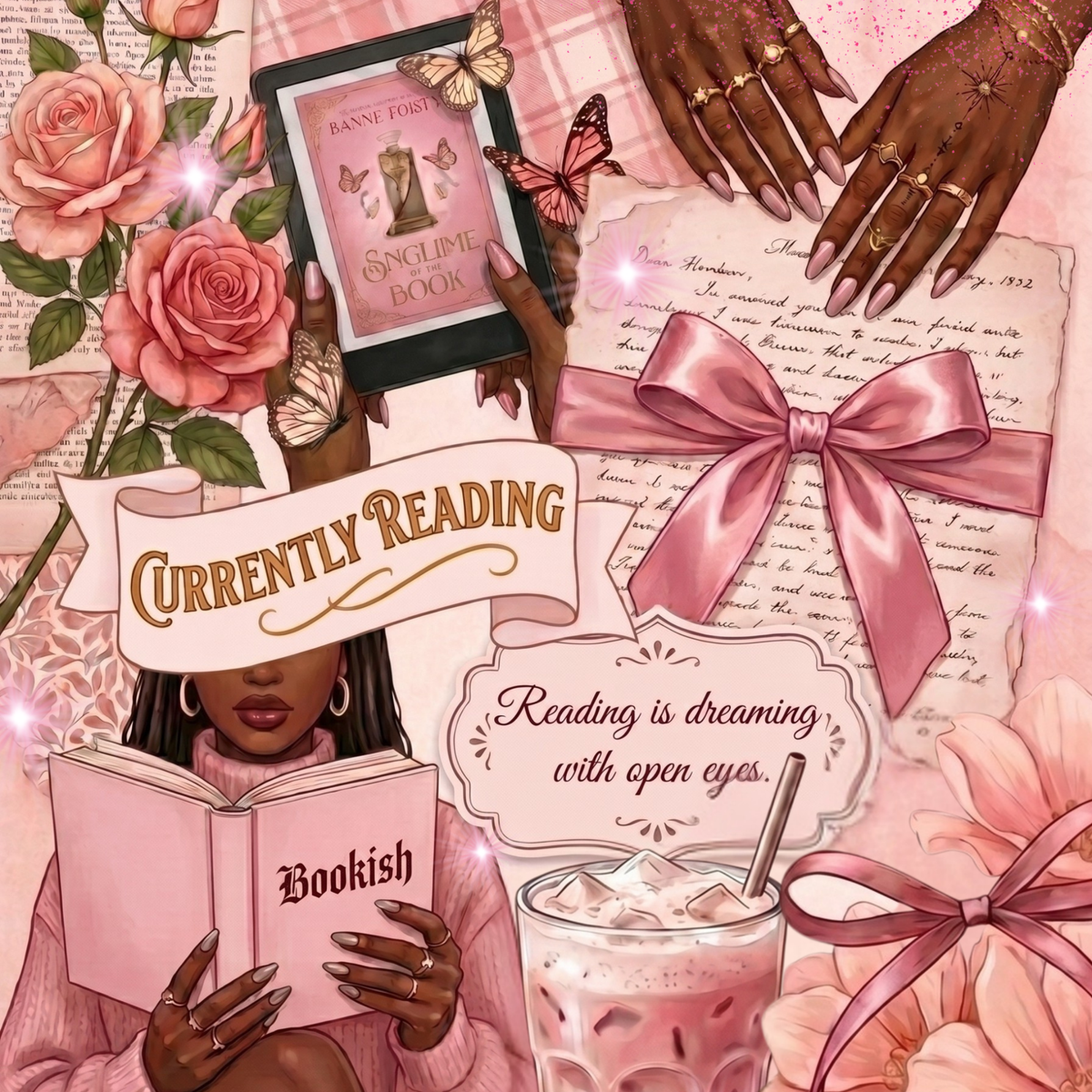 Currently Reading Pink Melanin Girl artwork close-up