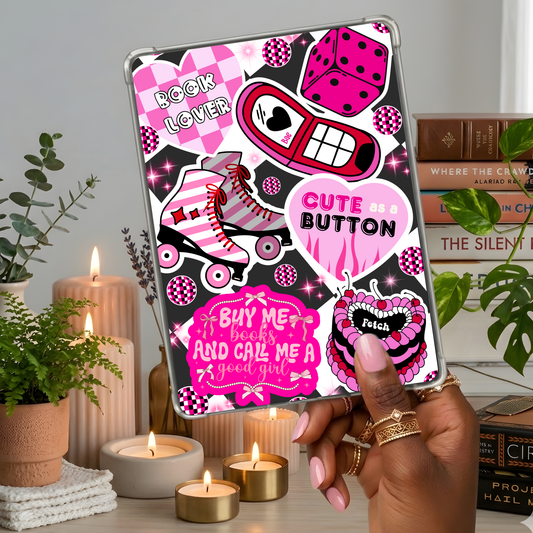 Cute As a Button Retro Look shown on a handheld eReader